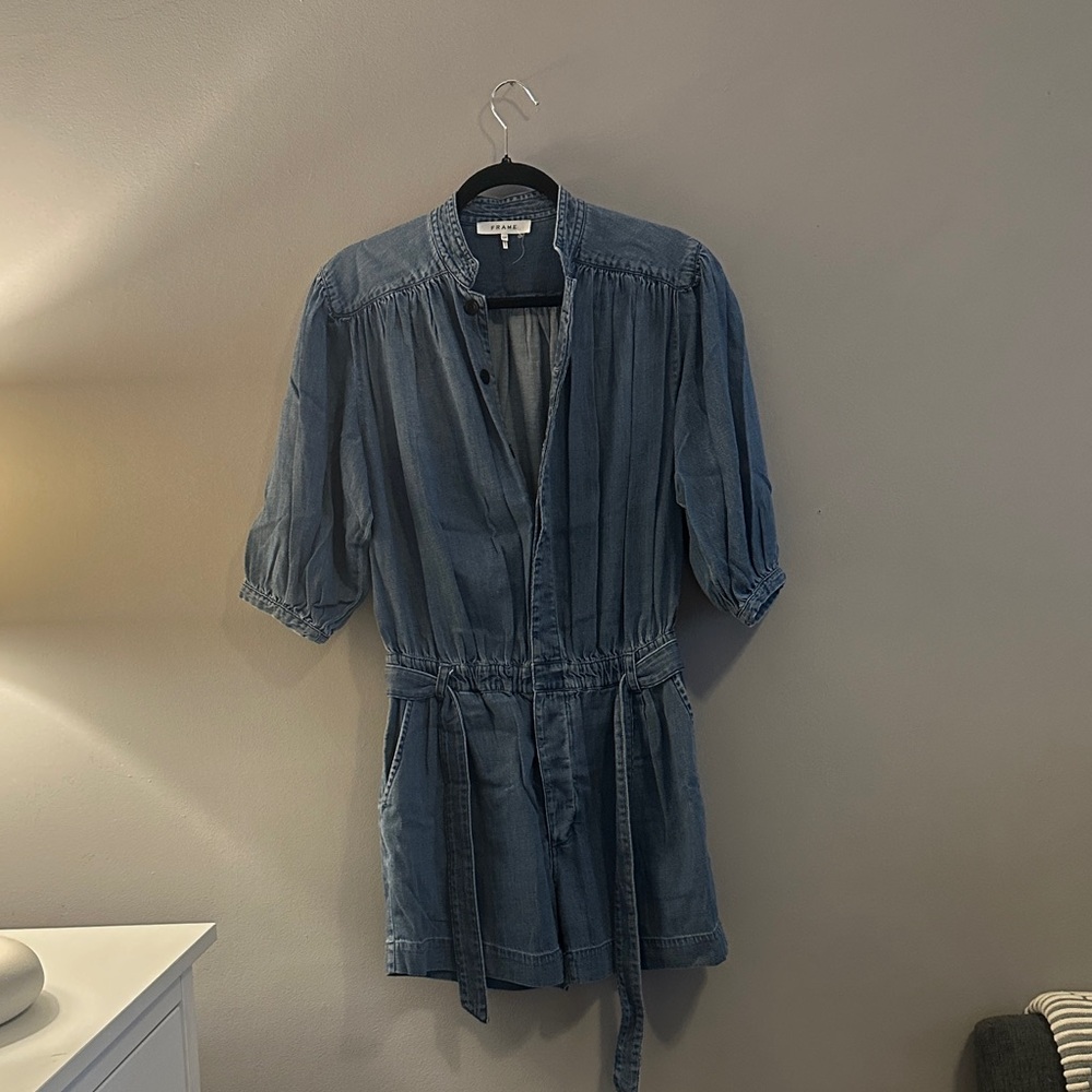 Frame Denim Romper with Belt